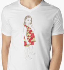 Little girl in a dress Men's V-Neck T-Shirt