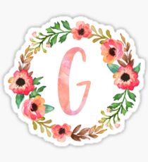 Pink Floral G Sticker