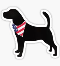 Silhouette of Labrador with American Flag Bandana Sticker Sticker