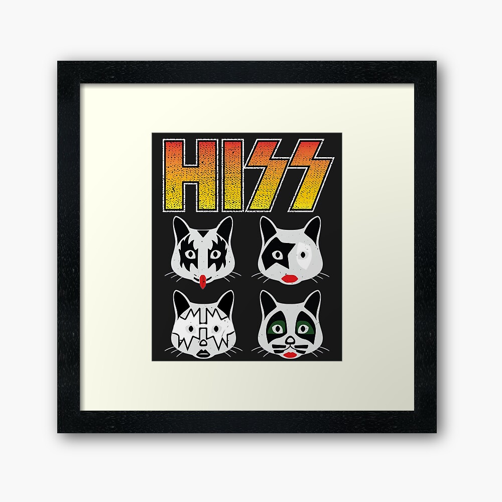 Hiss Kiss - Cats Rock Band Framed Art Print