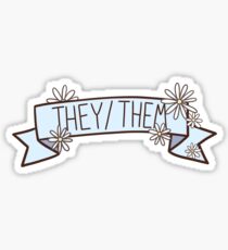 They/Them Pronoun Banner - blue Sticker