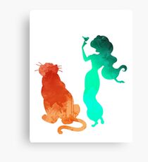 Princess and tiger Inspired Silhouette Canvas Print