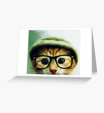Vintage Cat Wearing Glasses Greeting Card