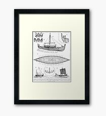 Vintage Viking Naval Ship History and Diagram Framed Print