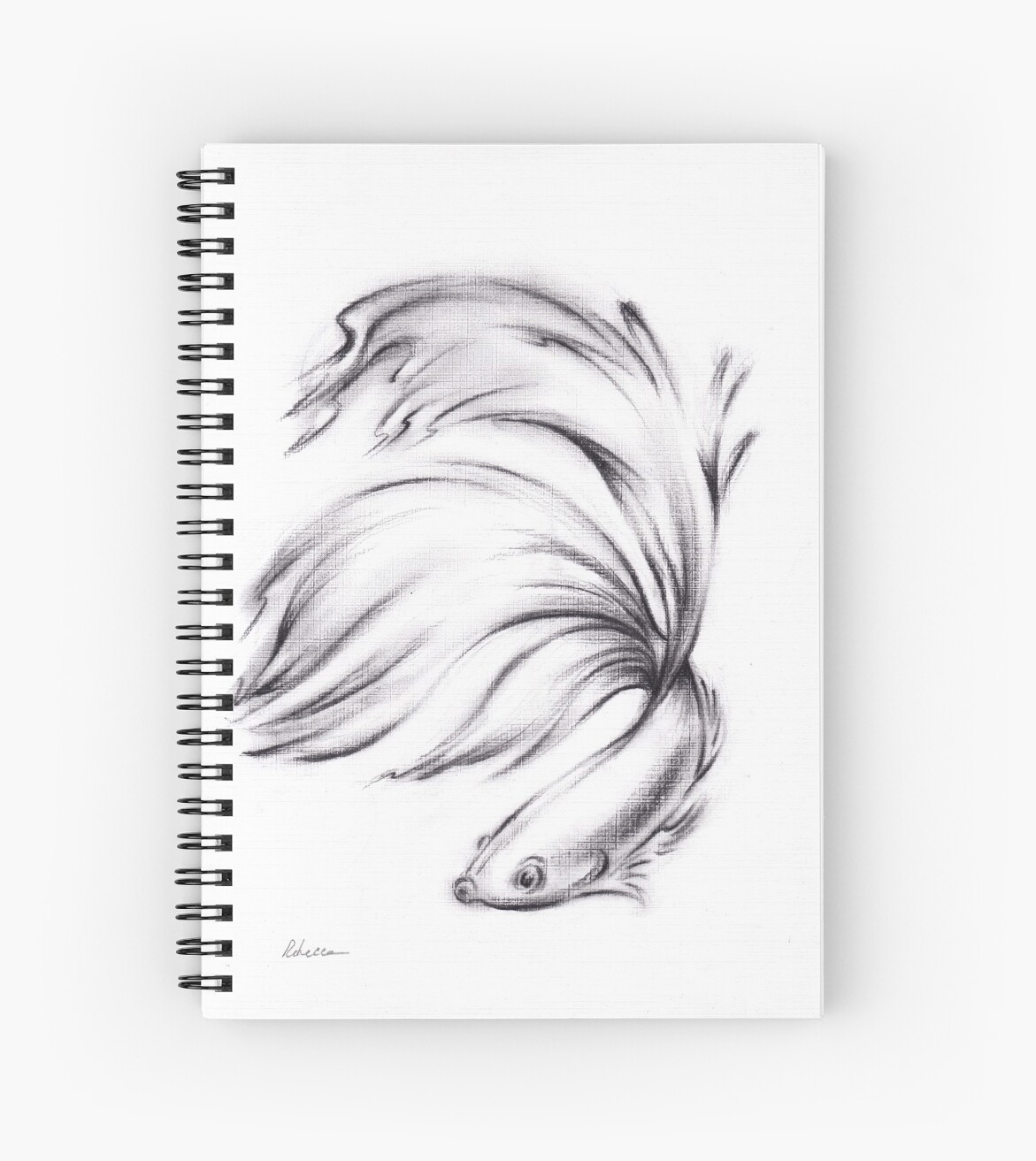 Betta Charcoal Pencil Drawing Of A Siamese Fighting Fish Spiral