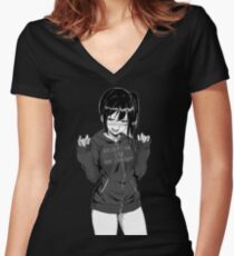 Anime Frau Shirt mit V-Ausschnitt