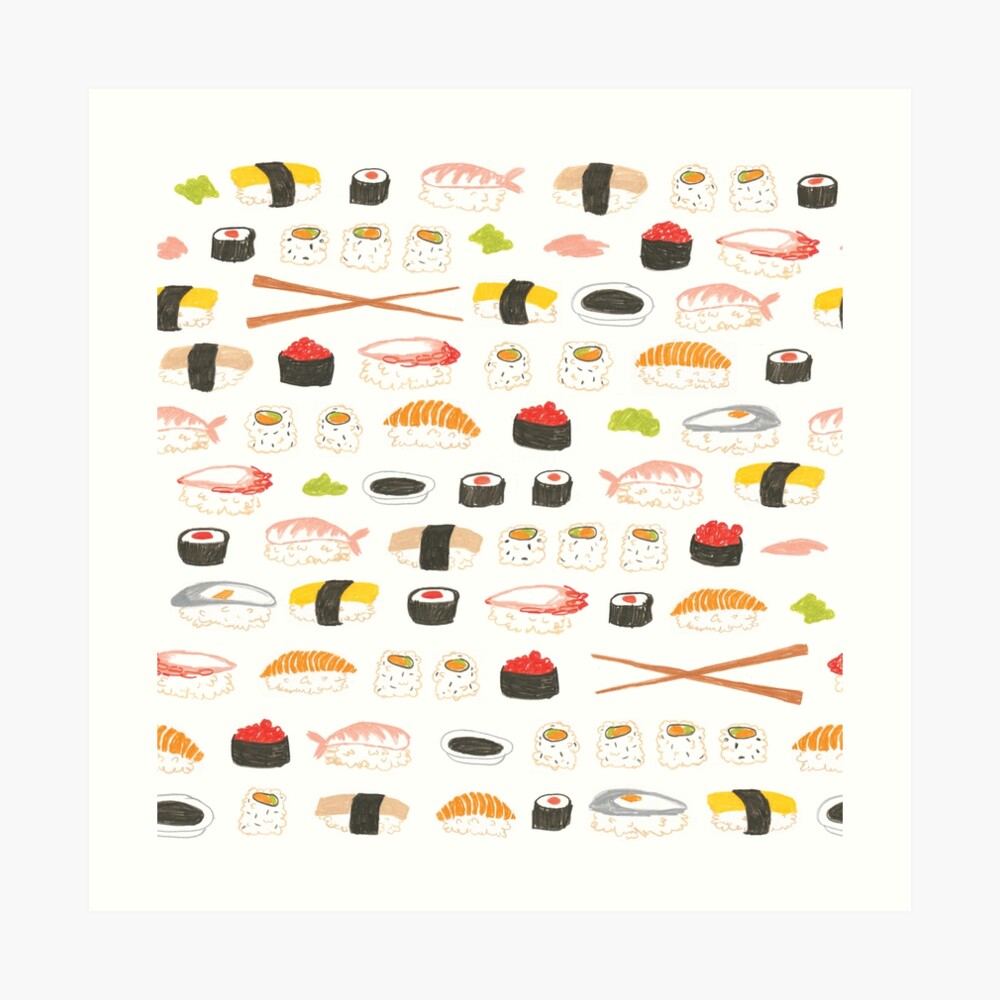 Sweet Sushi Pattern Art Print