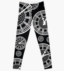Black and White Vintage Clock Pattern Leggings