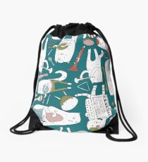 Cats band in blue(s) Drawstring Bag