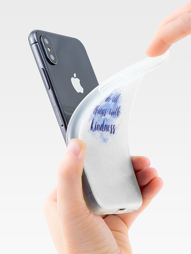 Alternate view of Do all things with kindness sticker | blue watercolor design iPhone Case & Cover