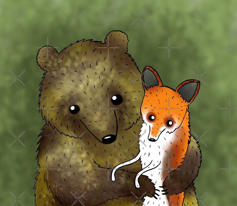 The fox and the bear. Медведь и лиса. Медвежонок и Лисенок. Лиса обнимает мишку. Лисичка и медведь.