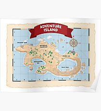 Epic Explorer's Adventure Island Map Poster