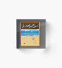 Penticton, BC Vintage Destination Art Acrylic Block