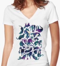 Tuxey Cats Women's Fitted V-Neck T-Shirt