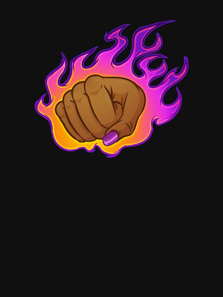 "Flaming Fist (Female Dark Skin)" T-shirt by Rumblecade | Redbubble