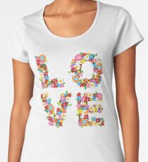LIEBE Frühlingsblumen im Rot Premium Rundhals-Shirt