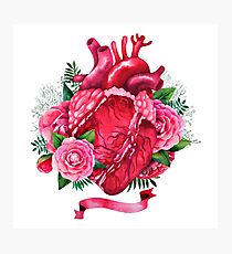Watercolor heart with floral design Photographic Print