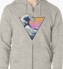 Great Wave Aesthetic Zipped Hoodie