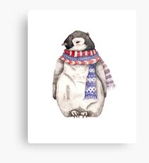 Baby Penguin in a Festive Scarf Metal Print