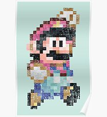 Mario World Jump Vintage Pixels Poster