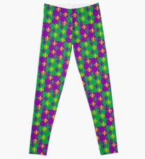 Mardi Gras Fleur-de-Lis Pattern Leggings
