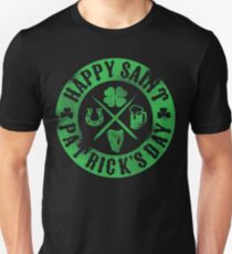 Saint Patrick's Day Green Badge Logo Unisex T-Shirt