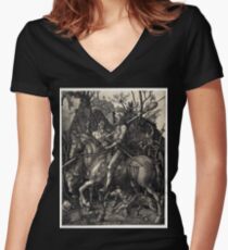 Albrecht Dürer Knight, Death and the Devil Women's Fitted V-Neck T-Shirt