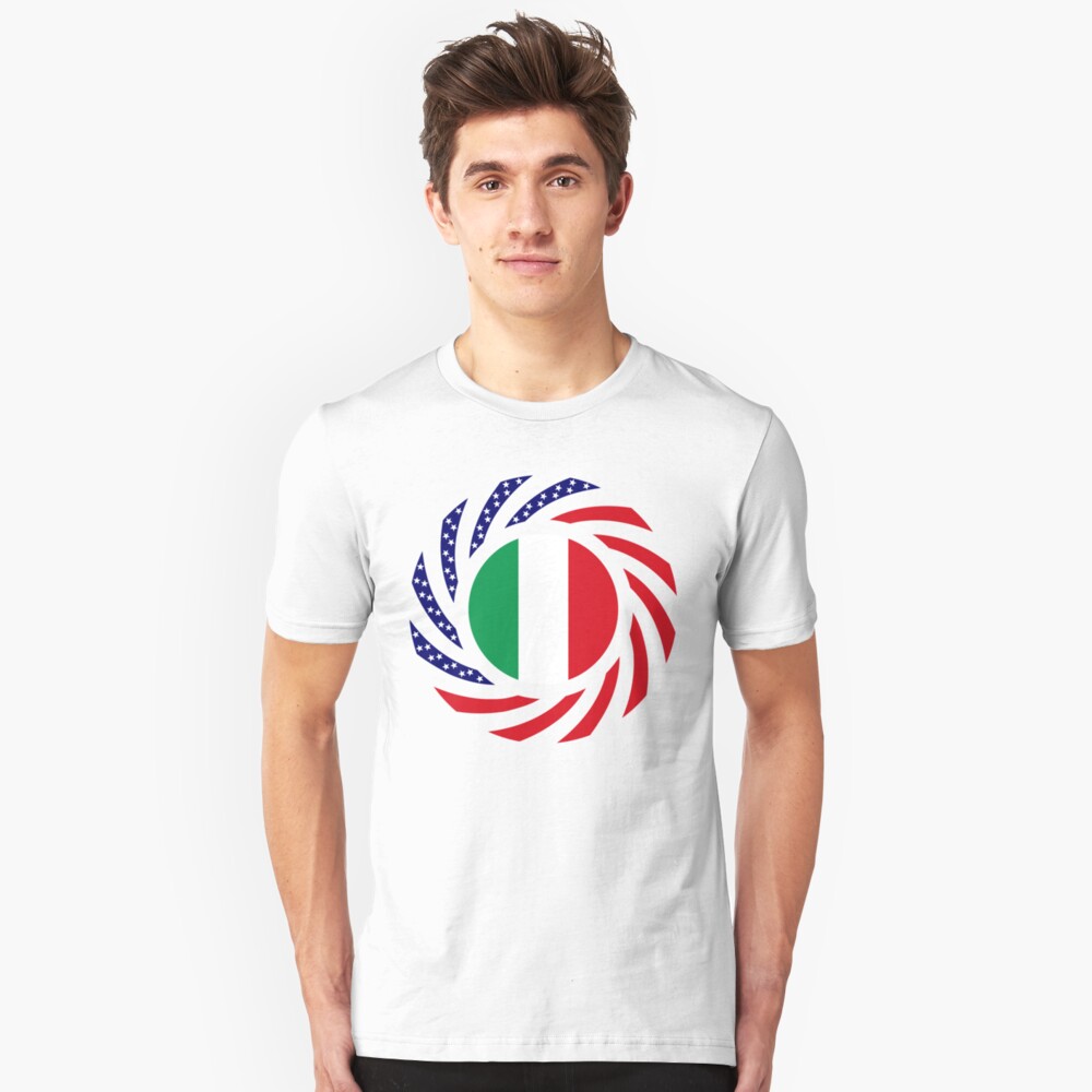 Italian American Multinational Patriot Flag Series Slim Fit T-Shirt