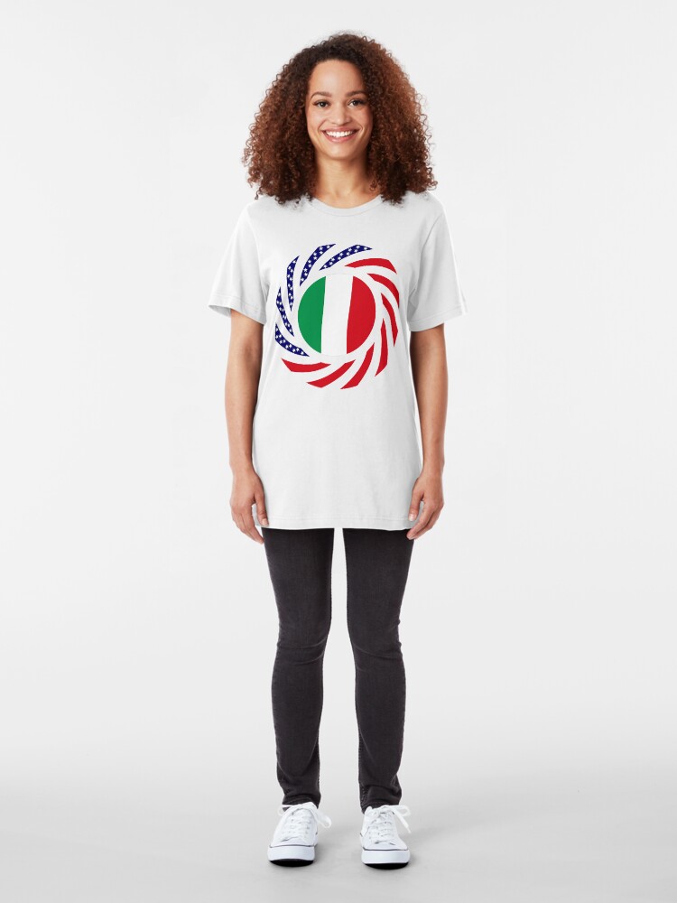 Alternate view of Italian American Multinational Patriot Flag Series Slim Fit T-Shirt