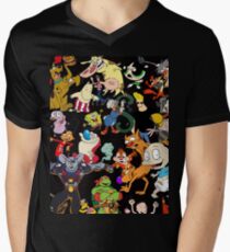 Retro- Cartoons rugrats 80s 90s Fernsehshowkarikatur-Rockosleben T-Shirt mit V-Ausschnitt
