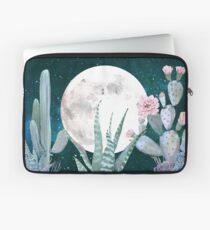 Kaktus-Nacht-hübsche rosa und blaue Wüsten-Stern-Kaktus-Illustration Laptoptasche