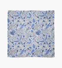 Folk art birds, indigo blue on white Scarf