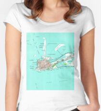 Vintage Map of Key West Florida (1962) Women's Fitted Scoop T-Shirt