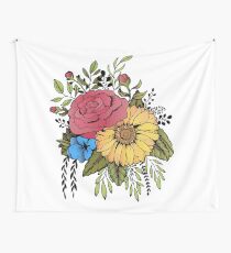 SUNFLOWER & ROSE Wall Tapestry