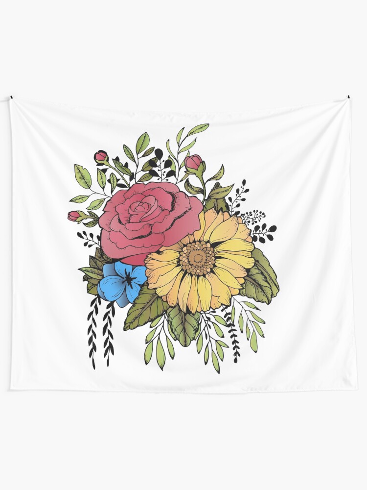 Alternate view of SUNFLOWER & ROSE Tapestry