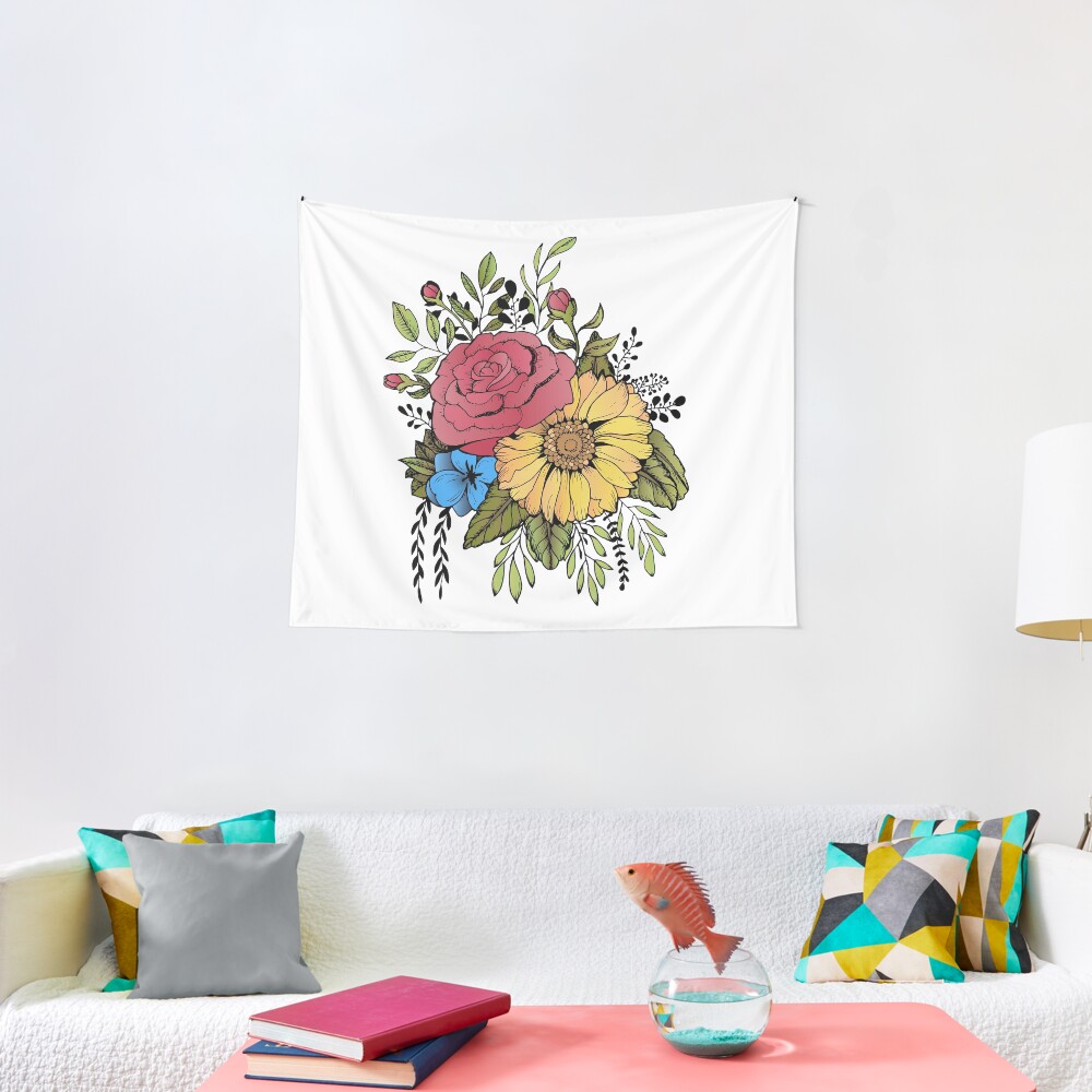 SUNFLOWER & ROSE Tapestry
