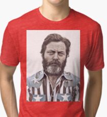 Ron Swanson (Nick Offerman) - An American Hero Tri-blend T-Shirt