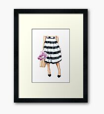 Flowers, bag and stripy skirt Framed Print