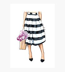 Flowers, bag and stripy skirt Photographic Print