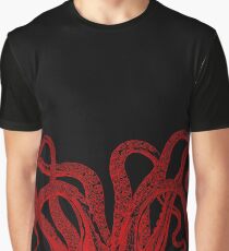 Camiseta gráfica Ilustración roja de los tentáculos del pulpo de la vendimia