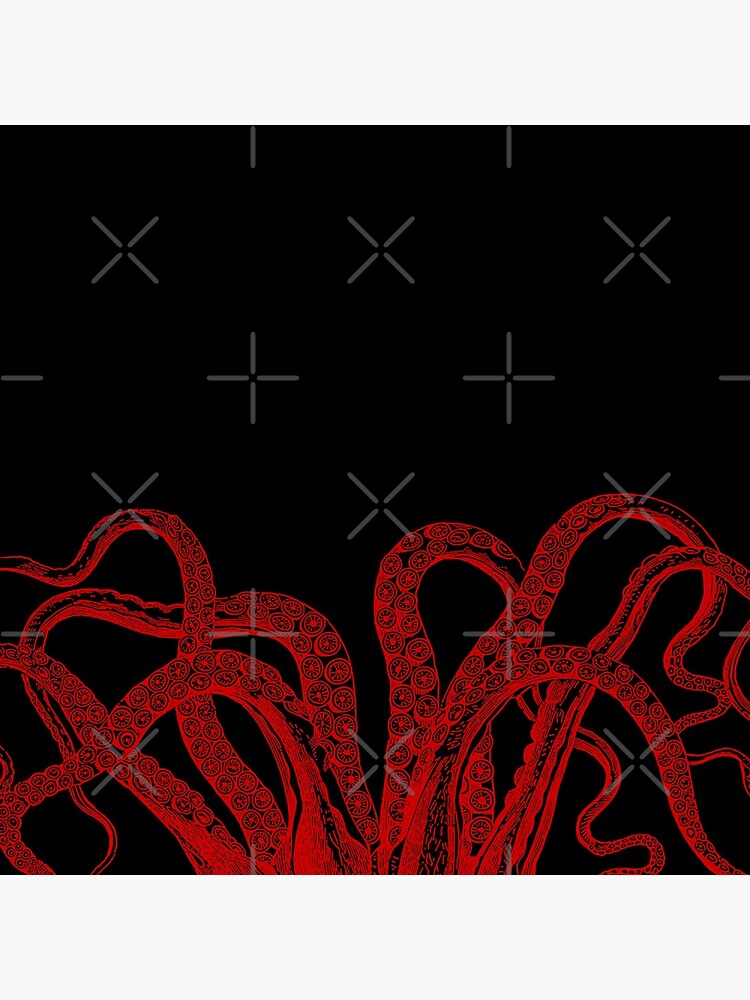 Red Vintage Octopus Tentacles Illustration by StilleSkygger