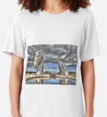 the Kelpies , Helix Park , Grangemouth 654 Slim Fit T-Shirt