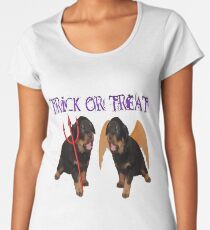 Cute Rottweiler Halloween Trick or Treat Vector Women's Premium T-Shirt