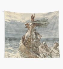 Vintage Raiding Vikings Painting (1873) Wall Tapestry