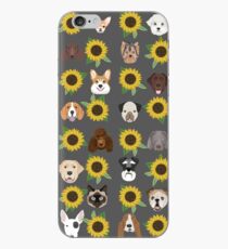 Dogs and cats floral sunflower pattern cute gifts for pet lovers dog breeds iPhone Case