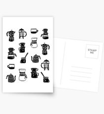 coffee makers espresso linocut black and white minimal cafe Postcards