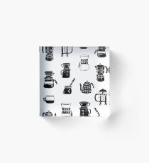 coffee makers espresso linocut black and white minimal cafe Acrylic Block