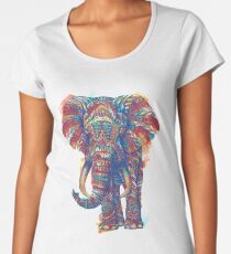 Camiseta premium de cuello ancho Elefante adornado (versión de acuarela)