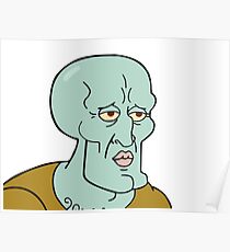 Handsome Squidward meme Poster
