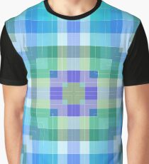 Bright Blue Plaid Geometric Graphic T-Shirt